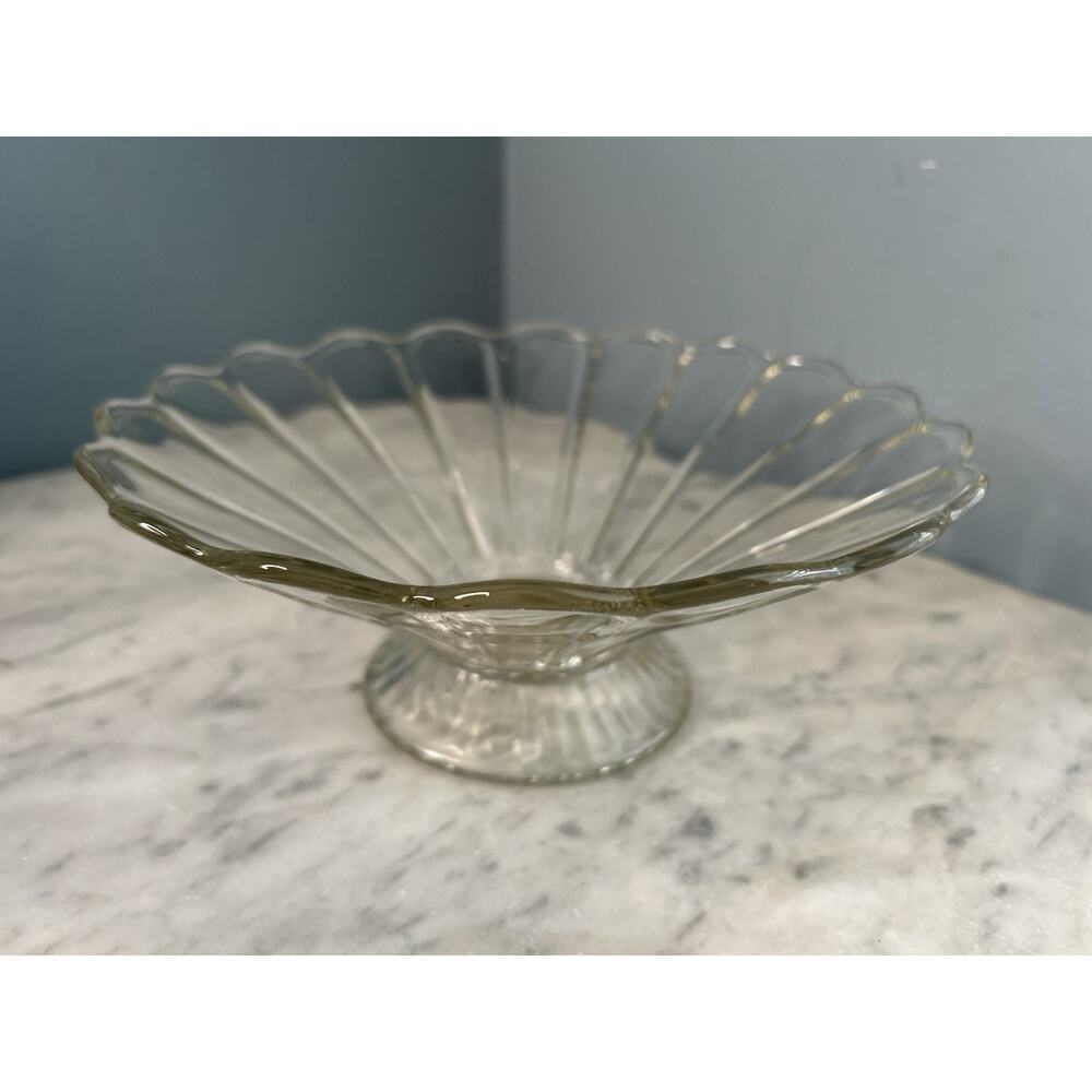 Vintage Colonial Style Paneled Glass Footed Serving Dish Bowl Imperial Glass ?